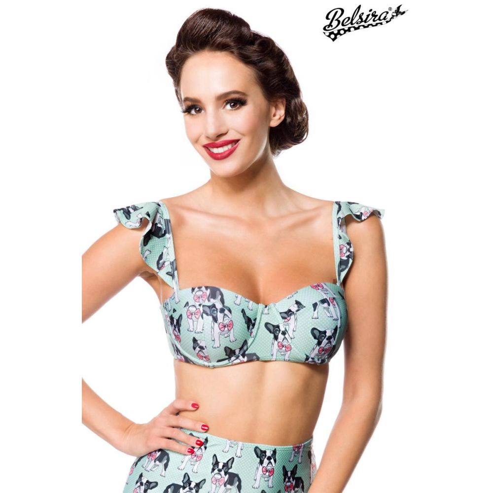 Belsira - Vintage Bikini-Oberteil - S - Grün
